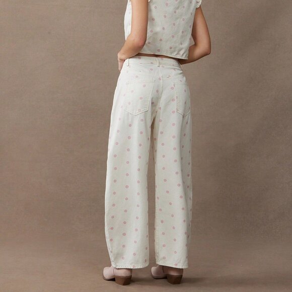 Multicolor Casual Women's Polka Dot High Rise Jeans - Picture 2 of 6